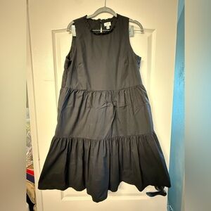🖤 J. Crew Reimagined 100% Cotton Tiered Black Ruffled Dress Size 8